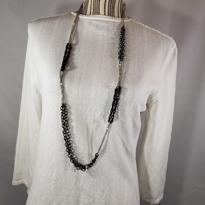 Silvertone & Black Multi Chain Necklace